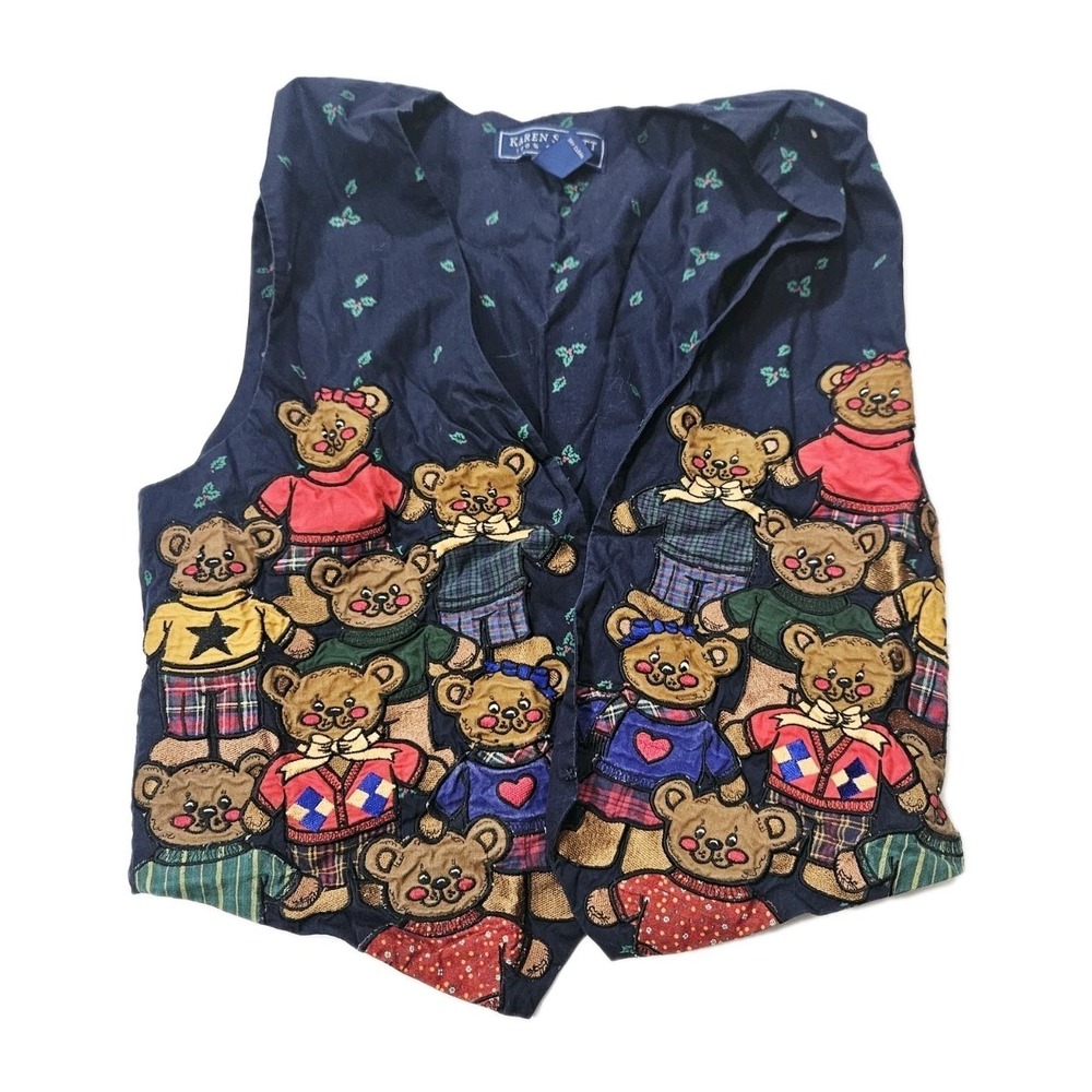 Karen Scott Christmas Teddy Bear Vest Size Medium Holiday Vest Ugly Sweater